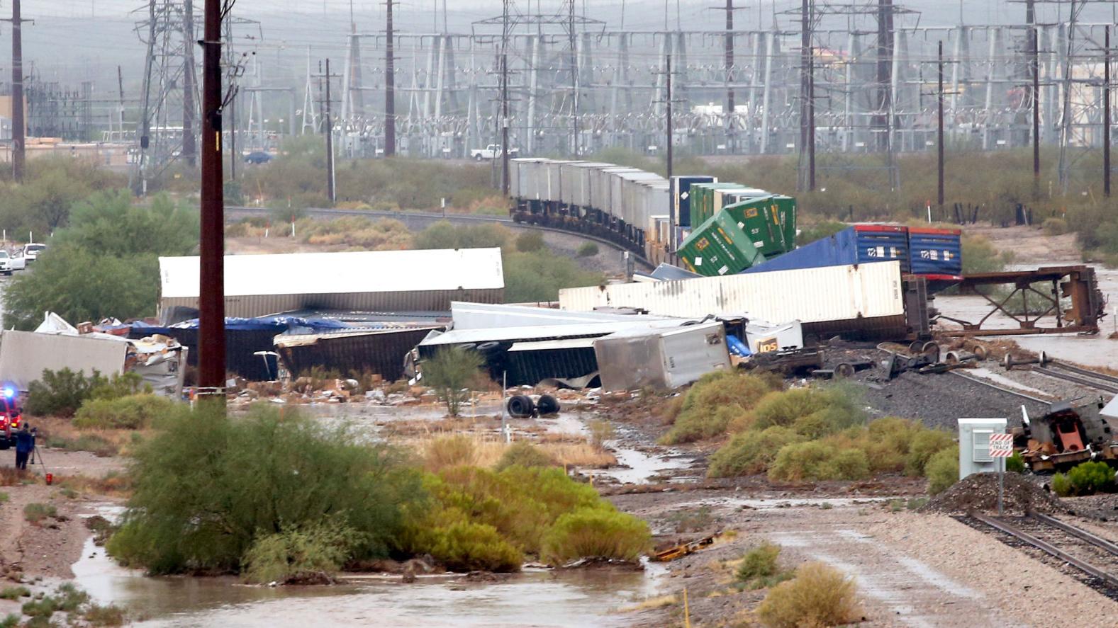 Updates: Storm causes road closures, flooding and train derailment in Marana